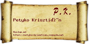 Petyko Krisztián névjegykártya
